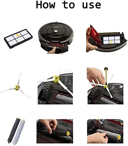 Replacement Parts for iRobot Roomba 800 900 Series 805 860 870 871 880 890 960 980 985 Vacuum Accessories, Replenishement Kit with 1 Debris Extractor 6 Filters 6 Side Brushes & Screws 14 Pack in Kuwait