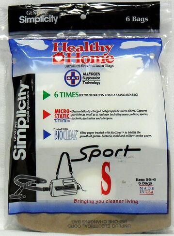 Simplicity Vacuum Bags SS-6 Type S, Sport 6 bags in Saudi Arabia