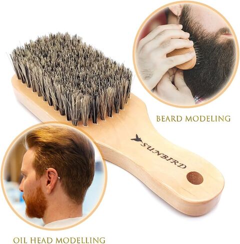 Sunbird,Beard Brushes For Men,Beard Brush With Handle,Daily Care Hair Styling Brush in Saudi Arabia