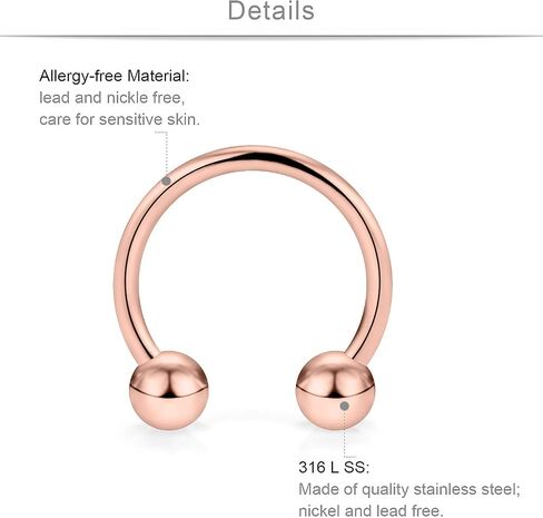 SCERRING Tragus Earrings 16g Stainless Steel Horseshoe Eyebrow Lip Rings Nail Tragus Helix Rook Cartilage Earrings Studs Ring Medusa Piercing Jewelry 8mm 36PCS in Kuwait
