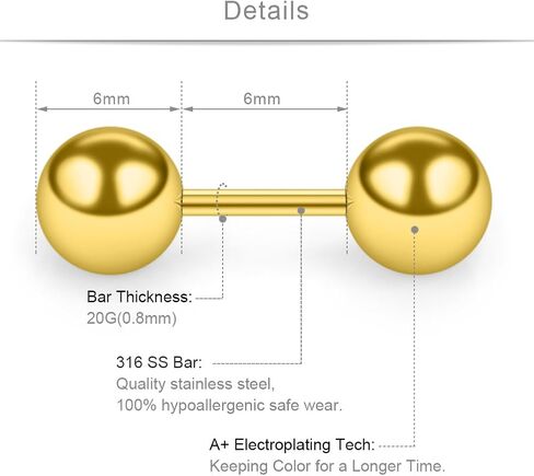 SCERRING 4 Pairs 20G Stainless Steel Ball Stud Earrings Set for Men Women Barbell Stud Earrings 3-6mm in Kuwait