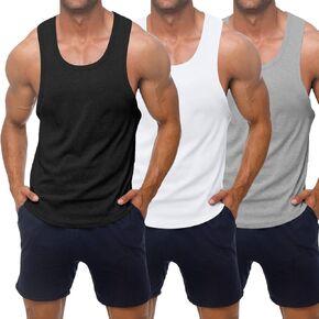 KAWATA Men's Workout Tank Tops Quick Dry Gym Muscle Tees Fitness Bodybuilding Sleeveless T Shirts