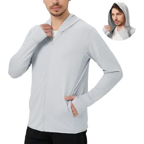 قميص بقلنسوة للحماية من الشمس للرجال بعامل حماية من أشعة الشمس 50+ وأكمام طويلة وعامل حماية من الطفح الجلدي وصيد الأسماك والجري والمشي لمسافات طويلة in Kuwait