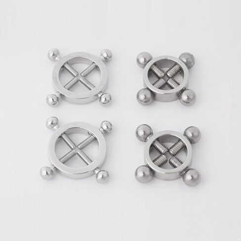 JEATHA 2Pcs Adults Non-Piercings Body Rings with Internal Spike Nipple Shield Screw Rings Adjustable Breast Circle Clamp in Kuwait