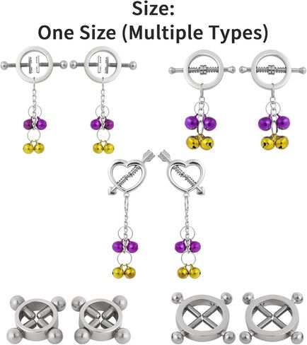 JEATHA 2Pcs Adults Non-Piercings Body Rings with Internal Spike Nipple Shield Screw Rings Adjustable Breast Circle Clamp in Kuwait