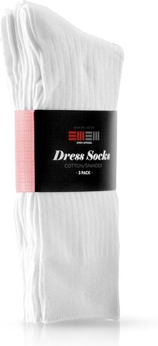 EMEM Men's Ribbed Cotton Classic Crew Dress Socks 5-Pack, Big and Tall Available in Kuwait