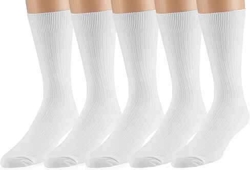 EMEM Men's Ribbed Cotton Classic Crew Dress Socks 5-Pack, Big and Tall Available in Kuwait
