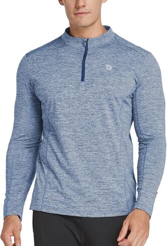 BALEAF Men's 1/4 Zip Pullover Running Shirts Long Sleeved Tops Back Pocketed for Golf Cold Weather in Saudi Arabia
