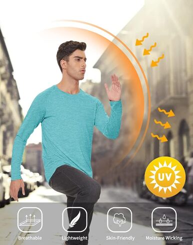 MAGCOMSEN Men's Long Sleeve Shirt UPF 50+ Sun Protection T-Shirt Lightweight Quick Dry Shirt for Hiking Fishing Athletic Tops in Kuwait