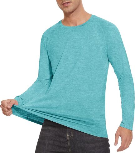 MAGCOMSEN Men's Long Sleeve Shirt UPF 50+ Sun Protection T-Shirt Lightweight Quick Dry Shirt for Hiking Fishing Athletic Tops in Kuwait