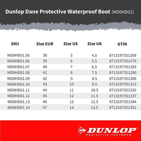 أحذية Dunlop الواقية MD0HD01.13 Dane، 100% PVC مقاوم للماء، أحذية واقية خفيفة الوزن ومتينة، مقاس 13، أخضر in Kuwait