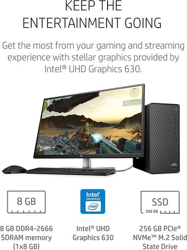 اتش بي ديسك توب مع ماوس سلكي ولوحة مفاتيح ، معالج انتل بنتيوم G6400 ، معالج انتل الترا اتش دي جرافيكس 630 ، ويندوز 10 هوم (M01-F1014، لون اسود ) in Saudi Arabia