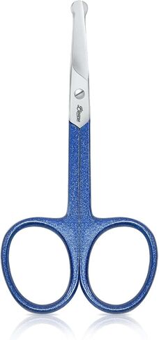 Eyebrow Trimming Grooming Scissors for Facial Hair Removal and Ear Nose, Stainless Steel Fine Straight Tip Scissors for Men & Women (Blue) in Kuwait
