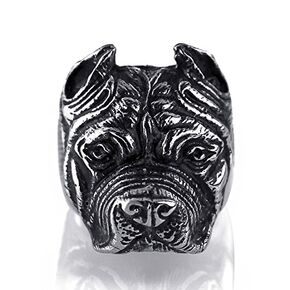 خاتم ELFASIO من الفولاذ المقاوم للصدأ للرجال من Pitbull Bulldog Biker Rings (الحجم: 8 إلى 13) in Kuwait
