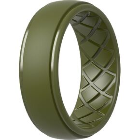 ThunderFit Men Silicone Wedding Rings, Breathable Criss Cross Pattern Wedding Bands - 8mm Wide, 2mm Thick
