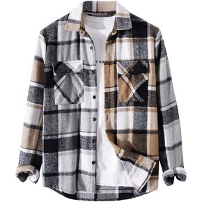 ZAFUL Mens Plaid Shirt,Long Sleeves,Classic Flannel Shirt Button Down Shirt Jacket Tops in Kuwait