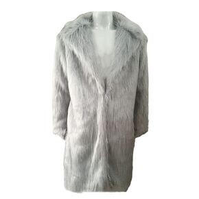 Men's Winter Luxury Long Sleeve Turn Collar Faux Fur Coat Outwear Mens Long Parka Jacket Overcoat