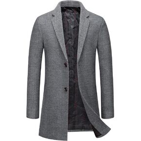 chouyatou Men's Classic Notched Collar Contrast Quilted Lined 2 Button Slim Wool Blend Trench Coat in Saudi Arabia