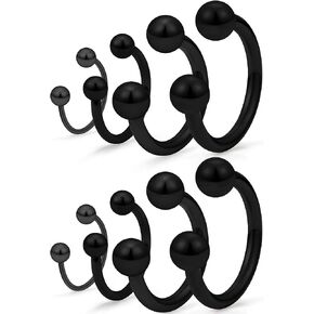 SCERRING 4 أزواج 20G 16G 14G 12G الفولاذ المقاوم للصدأ الأنف حدوة الحصان هوب خواتم الحاجب الشفاه الأذن الزنمة الغضروف Daith الحاجز الحلمة البطن PA التجنيب ثقب المجوهرات 10-16mm in Kuwait