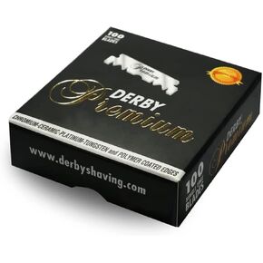 Derby Premium Single Edge Razor Blades, Razor Blades, Single Edge, Ultra Sharp, Chromium - Ceramic - Platinum - Tungsten and Polymer Coated Edges (3) in Kuwait
