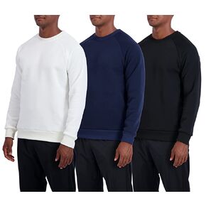 3 Pack: Men's Soft Plush Fleece Crewneck Sweatshirt - Breathable Athletic Pullover Sweater (Available In Big & Tall)