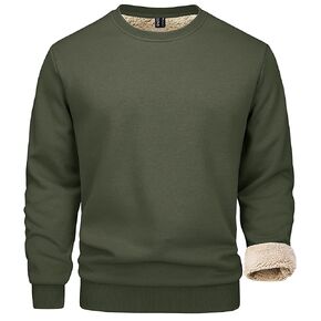 MAGCOMSEN Men's Sherpa Lined Sweatshirts Fleece Pullover Basic Tops Warm Crewneck Winter Underwear