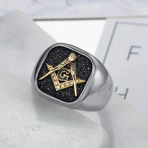 pickyegg.com Mens Stainless Steel Gold Freemason Masonic Lodge Ring Silver Size 7-15 in Saudi Arabia