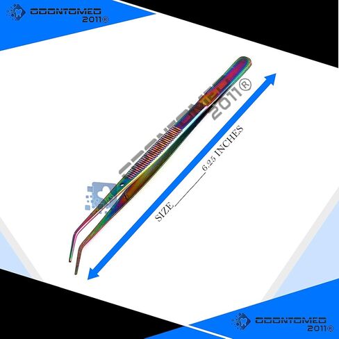 Pack of 3 Multi Color Titanium Rainbow Stainless Steel Tweezers, with Curved Serrated Tip Multipurpose Tweezers Sewing Machine Tweezers Forceps for Craft Repairing in Kuwait