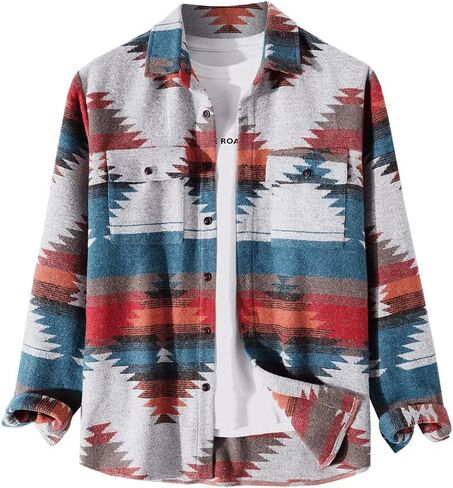 ZAFUL Mens Plaid Shirt,Long Sleeves,Classic Flannel Shirt Button Down Shirt Jacket Tops in Kuwait
