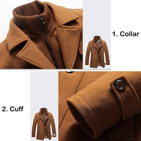 LaovanIn Men's Wool Pea Coats Winter Fleece Jackets Single Breasted in Saudi Arabia