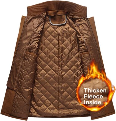LaovanIn Men's Wool Pea Coats Winter Fleece Jackets Single Breasted in Saudi Arabia