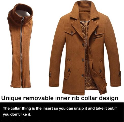 LaovanIn Men's Wool Pea Coats Winter Fleece Jackets Single Breasted in Saudi Arabia