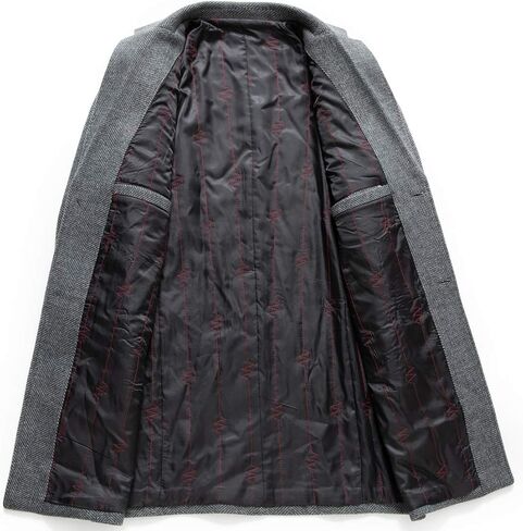 chouyatou Men's Classic Notched Collar Contrast Quilted Lined 2 Button Slim Wool Blend Trench Coat in Saudi Arabia