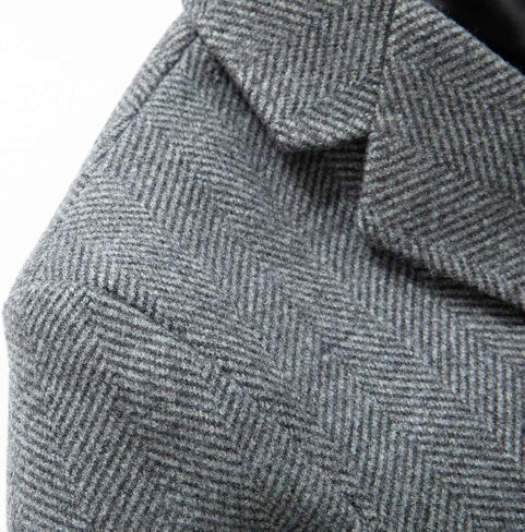 chouyatou Men's Classic Notched Collar Contrast Quilted Lined 2 Button Slim Wool Blend Trench Coat in Saudi Arabia