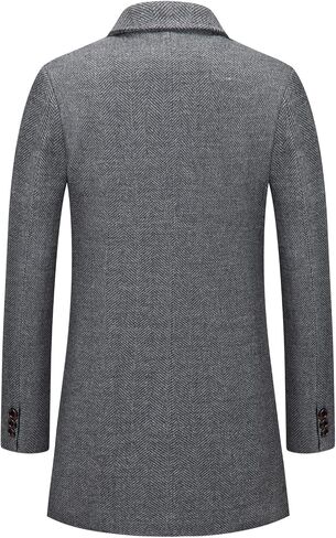 chouyatou Men's Classic Notched Collar Contrast Quilted Lined 2 Button Slim Wool Blend Trench Coat in Saudi Arabia