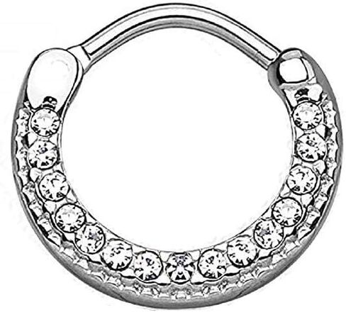 100% Surgical Steel Round TopWildKlass Septum Clickers with Lined Crystals (Sold by Piece) in Saudi Arabia