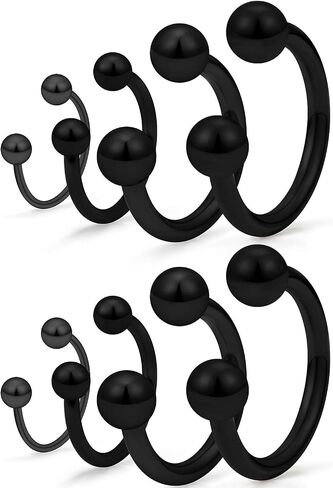 SCERRING 4 أزواج 20G 16G 14G 12G الفولاذ المقاوم للصدأ الأنف حدوة الحصان هوب خواتم الحاجب الشفاه الأذن الزنمة الغضروف Daith الحاجز الحلمة البطن PA التجنيب ثقب المجوهرات 10-16mm in Kuwait