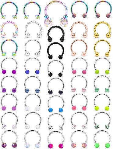 Cisyozi 16G حلقات الشفاه ترصيع الجراحية الصلب البلاستيك الشفاف Labret حلقات الشفاه ترصيع الزنمة حدوة الحصان الغضروف الزنمة اللولب هوب القرط ثقب الجسم مجوهرات للنساء الرجال 8 مم in Saudi Arabia