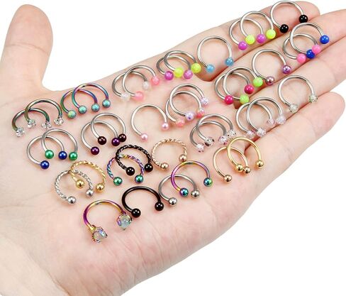 Cisyozi 16G حلقات الشفاه ترصيع الجراحية الصلب البلاستيك الشفاف Labret حلقات الشفاه ترصيع الزنمة حدوة الحصان الغضروف الزنمة اللولب هوب القرط ثقب الجسم مجوهرات للنساء الرجال 8 مم in Saudi Arabia
