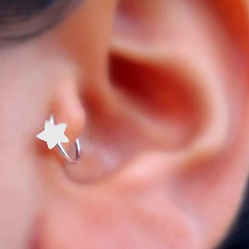 Star Nose Ring Hoop- Open Hoop Nose Ring- Sterling Silver Nose Ring- 20 Gauge Nose Ring in Saudi Arabia