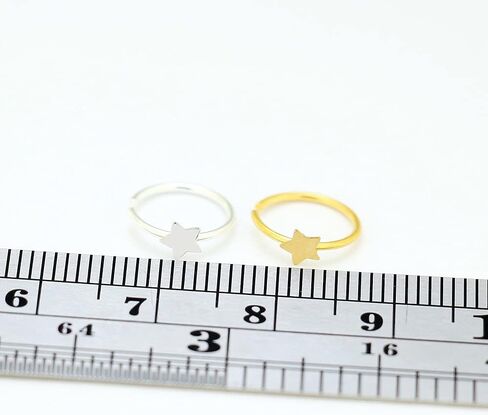 Star Nose Ring Hoop- Open Hoop Nose Ring- Sterling Silver Nose Ring- 20 Gauge Nose Ring in Saudi Arabia
