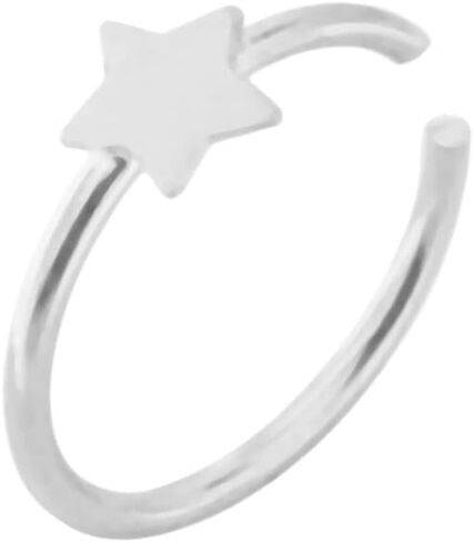 Star Nose Ring Hoop- Open Hoop Nose Ring- Sterling Silver Nose Ring- 20 Gauge Nose Ring in Saudi Arabia