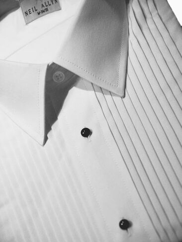 Neil Allyn Mens Tuxedo Shirt Poly/Cotton Laydown Collar 1/4 Inch Pleat (18.5 X 36-37)White, Tag 2XL in Kuwait