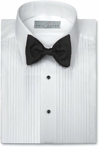 Neil Allyn Mens Tuxedo Shirt Poly/Cotton Laydown Collar 1/4 Inch Pleat (18.5 X 36-37)White, Tag 2XL in Kuwait