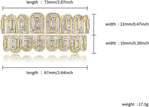 Hip Hop 18K Gold Plated Iced out Ladder Square Lab Diamond Zirconium Teeth Grilz Set Rap Top and Bottom Grills in Saudi Arabia