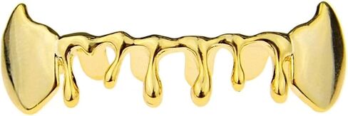 14k Gold Plated Fang Drip Grillz Bottom Teeth Fangs Hip Hop Vampire Dripping Pre-Made Grills in Kuwait