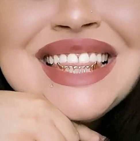 14k Gold Plated Fang Drip Grillz Bottom Teeth Fangs Hip Hop Vampire Dripping Pre-Made Grills in Kuwait