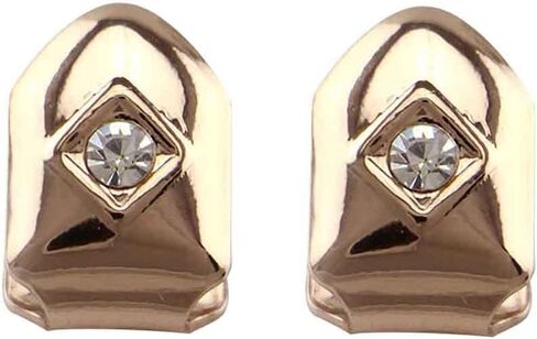 Psivika 2PC Gold Plated Big Diamond Single Grillz Cap for Your Teeth Grillz Men Women Hip Hop Jewelry Gift in Saudi Arabia