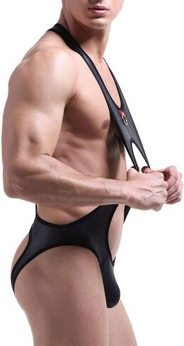Metallic Body Chest Harness for Men Patent Leather Jockstrap Wrestling Singlet Leotard Butt-Flaunting Bodysuit in Saudi Arabia