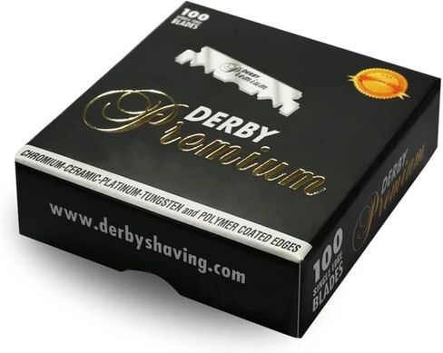 Derby Premium Single Edge Razor Blades, Razor Blades, Single Edge, Ultra Sharp, Chromium - Ceramic - Platinum - Tungsten and Polymer Coated Edges (3) in Kuwait